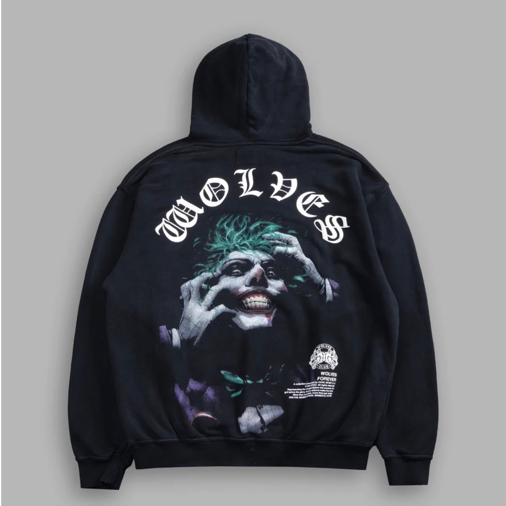 THE LAST LAUGH "PIERCE" HOODIE IN BLACK DRIFT WASH SIZE XL